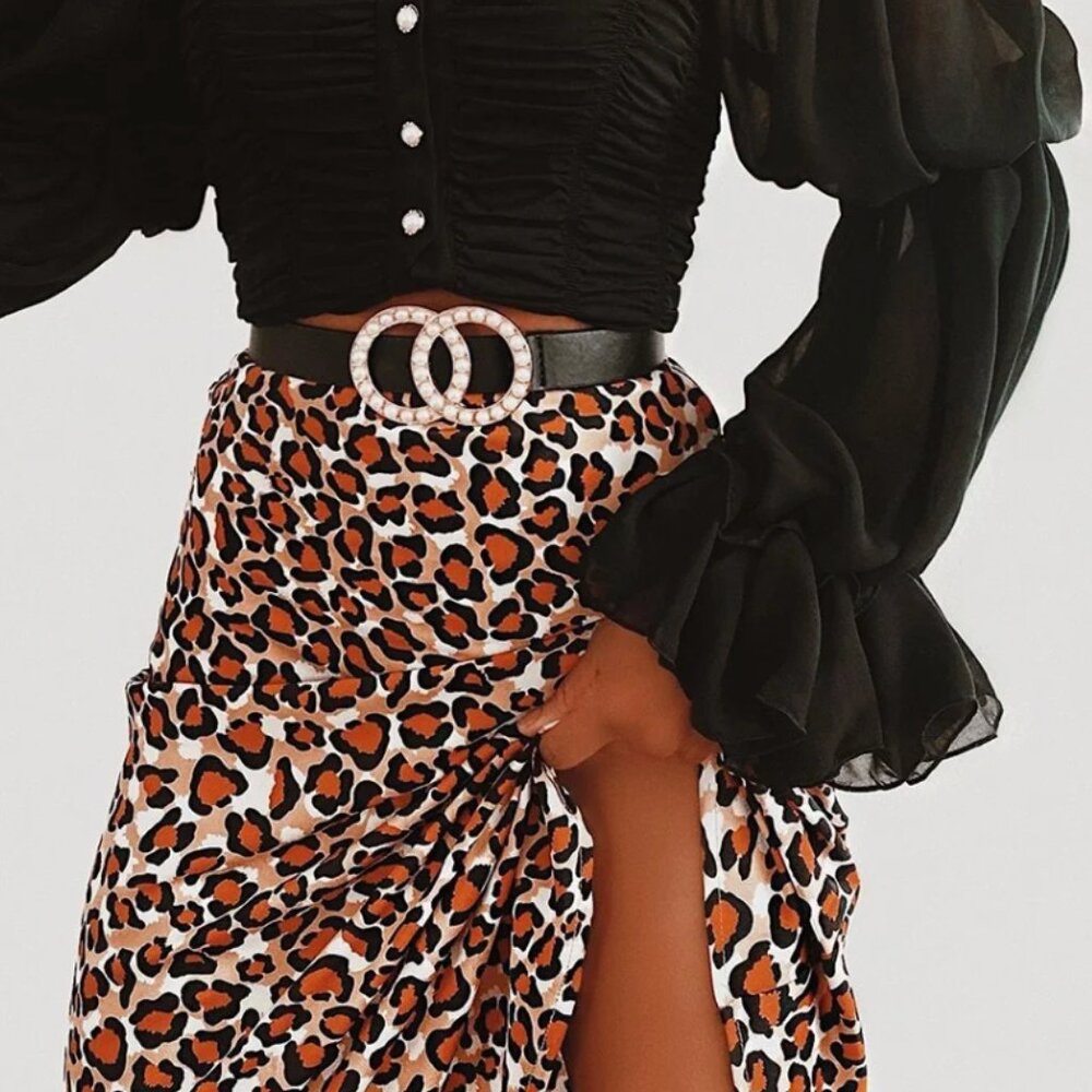 NWT SEVEN WONDERS THE LABEL Leopard Print Slip Skirt XSMALL